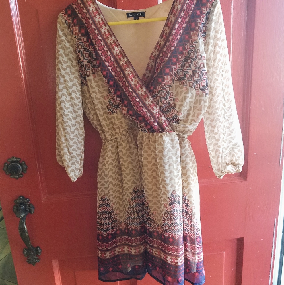 Bold print long sleeve dress